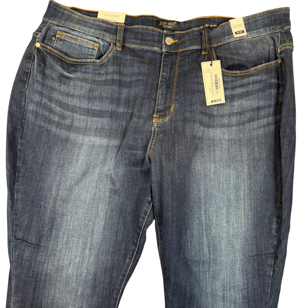 Judy Blue Jeans Women's 24W Skinny Fit Dark Wash Denim Pants‎ Raw Hem